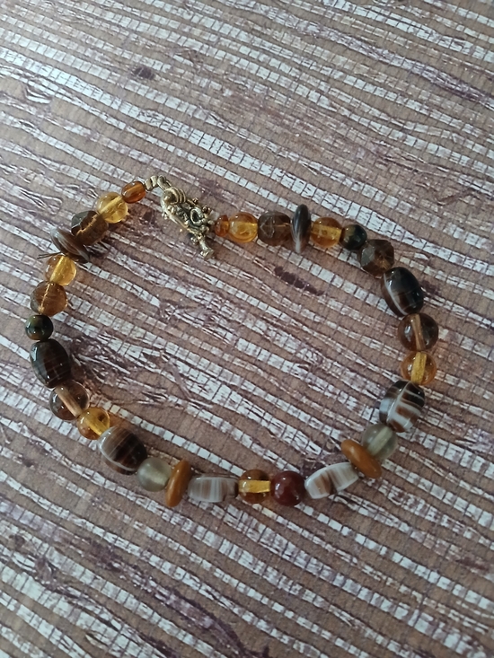 Jewelry - Handmade Brown and Amber Beaded Women's Bracelet